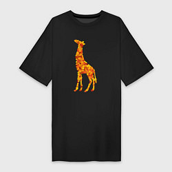 Футболка женская-платье Лиственный жираф, цвет: черный