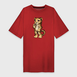 Женская футболка-платье Прикольный милый леопардик