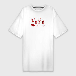 Женская футболка-платье Рубиновая Надпись Любовь Love