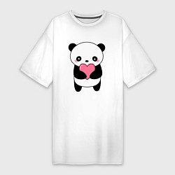 Футболка женская-платье КАВАЙНЫЙ ПАНДА KAWAII PANDA, цвет: белый