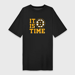 Футболка женская-платье It Is Boston Bruins Time, Бостон Брюинз, цвет: черный