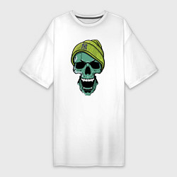 Футболка женская-платье New York Yankees Cool skull, цвет: белый