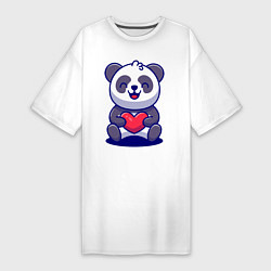 Женская футболка-платье Панда с сердцем!