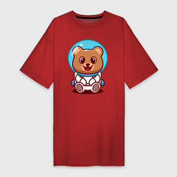 Женская футболка-платье Медведь космонавт в скафандре