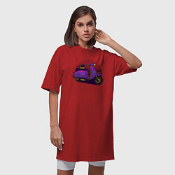 Футболка женская-платье Фиолетовый мопед, цвет: красный — фото 2
