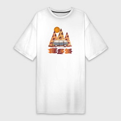 Женская футболка-платье Горные Походы и Пицца