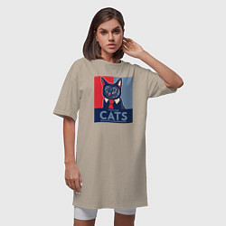 Футболка женская-платье Vote for cats, цвет: миндальный — фото 2