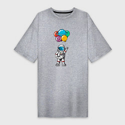 Футболка женская-платье Космонавт с шариками, цвет: меланж