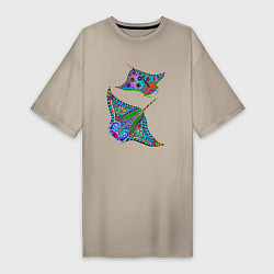 Женская футболка-платье Скаты с психоделической раскраской