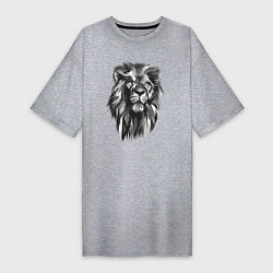 Женская футболка-платье Черно-белая голова льва