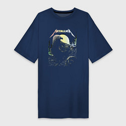 Футболка женская-платье Metallica Raven & Skull, цвет: тёмно-синий