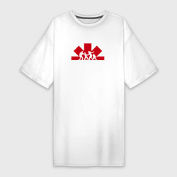 Футболка женская-платье RHCP Logo Red Hot Chili Peppers Logo, цвет: белый