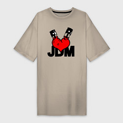 Футболка женская-платье JDM Heart Piston Japan, цвет: миндальный