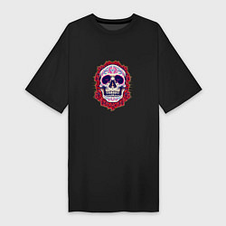 Футболка женская-платье Skull - Roses, цвет: черный