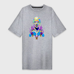 Женская футболка-платье Богиня и коты Vaporwave Neon