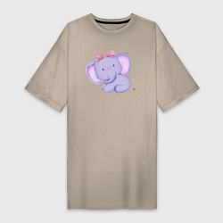 Женская футболка-платье Милый Слонёнок С Бантиком