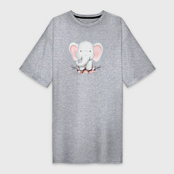 Женская футболка-платье Милый Слонёнок С Цветами