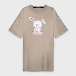 Женская футболка-платье Милый Крольчонок С Цветами