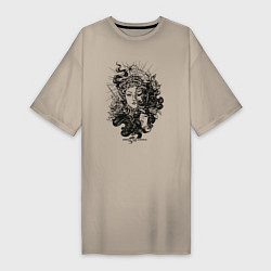 Женская футболка-платье Lady Darkness Леди Тьма Готический рисунок