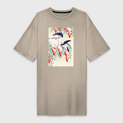 Женская футболка-платье Flycatchers on a Nandina Bush