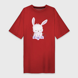 Женская футболка-платье Милый Крольчонок С Цветочками