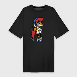 Женская футболка-платье Tiger Cool dude Skateboarding Extreme Тигр Крутой