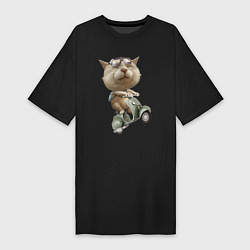 Женская футболка-платье Крутой котяра на скутере