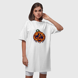 Футболка женская-платье Хэллоуин - Тыква, цвет: белый — фото 2