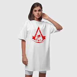 Футболка женская-платье Assassins creed череп Три звезды, цвет: белый — фото 2
