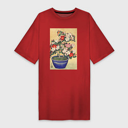 Женская футболка-платье Blooming Azalea in Blue Pot Цветущая азалия