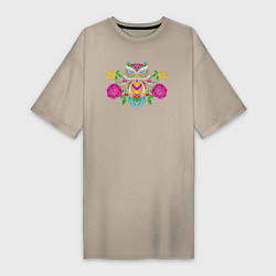 Женская футболка-платье Красочная цветочная сова