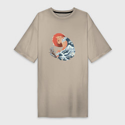 Женская футболка-платье Душа природы Японии - Бушующее море