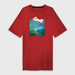 Женская футболка-платье Большие горы и маленький медведь