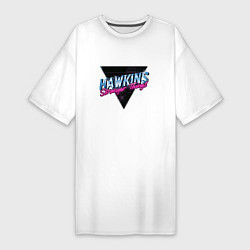 Футболка женская-платье Hakwins Stranger Things Retrowave Neon, цвет: белый