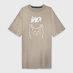 Женская футболка-платье Slayer Рок кот