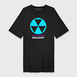 Футболка женская-платье Символ Fallout в неоновых цветах, цвет: черный