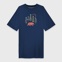 Женская футболка-платье Медведь в интересном лесу