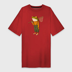 Женская футболка-платье Летняя лягуха с сачком