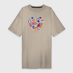Женская футболка-платье Сердце Россия