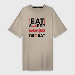Женская футболка-платье Надпись: Eat Sleep Rainbow Six Repeat