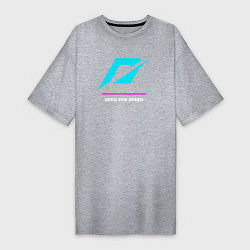 Женская футболка-платье Символ Need for Speed в неоновых цветах