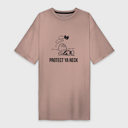 Футболка женская-платье WU Protect Ya Neck, цвет: пыльно-розовый