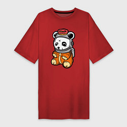 Футболка женская-платье Космо панда, цвет: красный