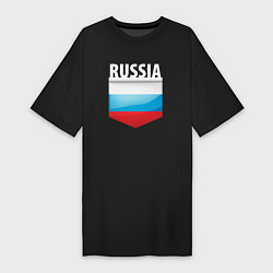 Футболка женская-платье Russia Триколор России, цвет: черный