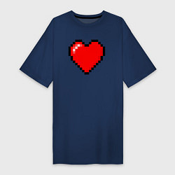 Женская футболка-платье Пиксельное сердце-здоровье - Красный