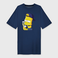 Женская футболка-платье Барт Симпсон разговаривает по мобиле