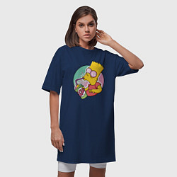 Футболка женская-платье Барт Симпсон пьёт лимонад, цвет: тёмно-синий — фото 2