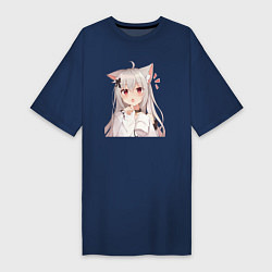 Женская футболка-платье Неко кошка-девочка