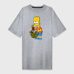 Женская футболка-платье Барт Симпсон разбирает свой рюкзак