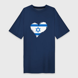 Футболка женская-платье Сердце - Израиль, цвет: тёмно-синий